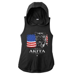 Funny Proud Akita Dad American Flag Patriotic Dog Gift Ladies PosiCharge Tri-Blend Wicking Draft Hoodie Tank