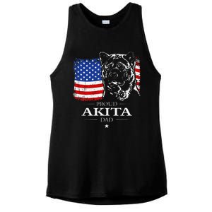 Funny Proud Akita Dad American Flag Patriotic Dog Gift Ladies PosiCharge Tri-Blend Wicking Tank