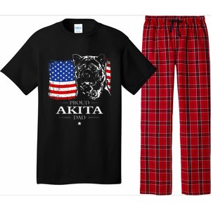 Funny Proud Akita Dad American Flag Patriotic Dog Gift Pajama Set