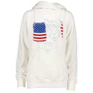 Funny Proud Akita Dad American Flag Patriotic Dog Gift Womens Funnel Neck Pullover Hood