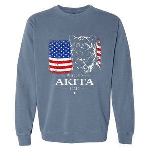 Funny Proud Akita Dad American Flag Patriotic Dog Gift Garment-Dyed Sweatshirt