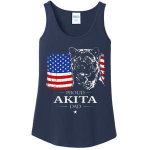 Funny Proud Akita Dad American Flag Patriotic Dog Gift Ladies Essential Tank