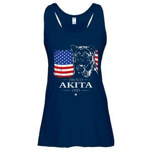 Funny Proud Akita Dad American Flag Patriotic Dog Gift Ladies Essential Flowy Tank