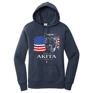 Funny Proud Akita Dad American Flag Patriotic Dog Gift Women's Pullover Hoodie