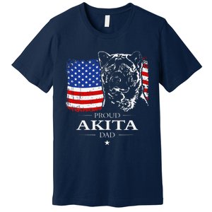 Funny Proud Akita Dad American Flag Patriotic Dog Gift Premium T-Shirt