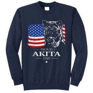 Funny Proud Akita Dad American Flag Patriotic Dog Gift Tall Sweatshirt