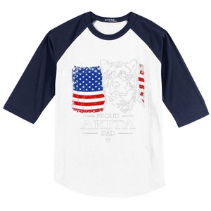 Funny Proud Akita Dad American Flag Patriotic Dog Gift Baseball Sleeve Shirt