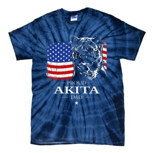 Funny Proud Akita Dad American Flag Patriotic Dog Gift Tie-Dye T-Shirt