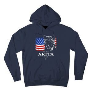 Funny Proud Akita Dad American Flag Patriotic Dog Gift Tall Hoodie