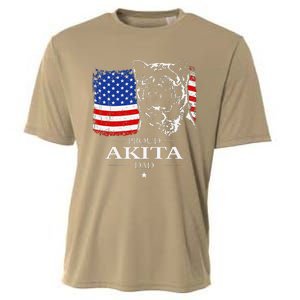 Funny Proud Akita Dad American Flag Patriotic Dog Gift Cooling Performance Crew T-Shirt