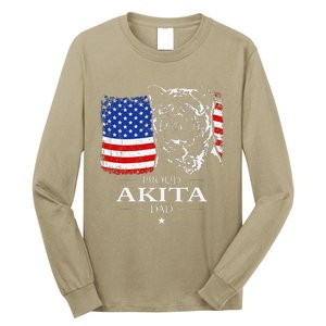 Funny Proud Akita Dad American Flag Patriotic Dog Gift Long Sleeve Shirt