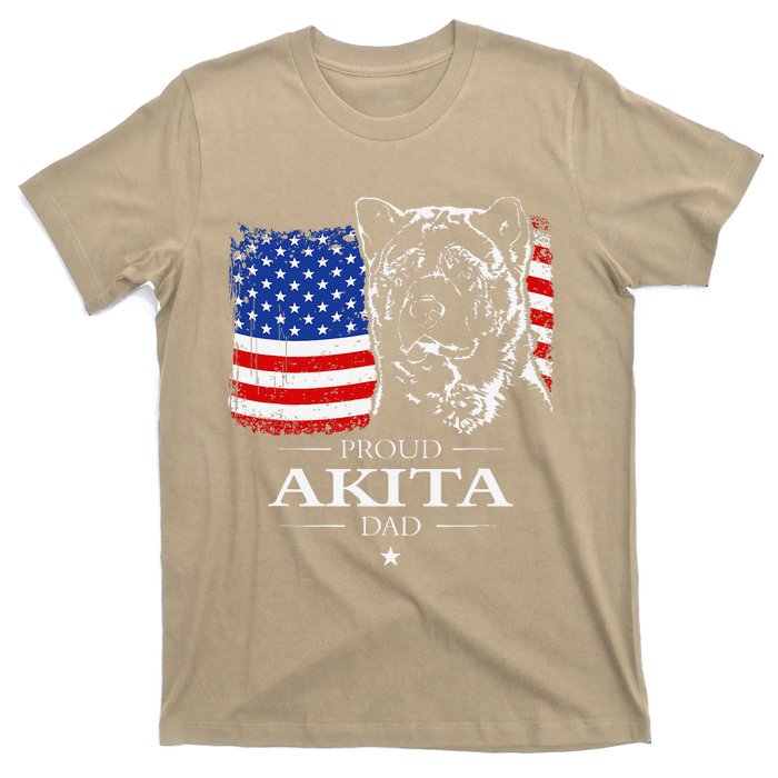 Funny Proud Akita Dad American Flag Patriotic Dog Gift T-Shirt