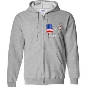 Funny Proud Akita Dad American Flag Patriotic Dog Gift Full Zip Hoodie