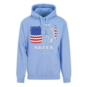 Funny Proud Akita Dad American Flag Patriotic Dog Gift Unisex Surf Hoodie