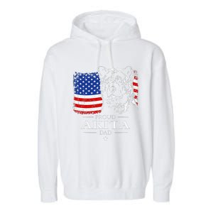 Funny Proud Akita Dad American Flag Patriotic Dog Gift Garment-Dyed Fleece Hoodie