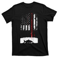 Fishing Pole American Flag Gift For Patriotic Fisherman T-Shirt