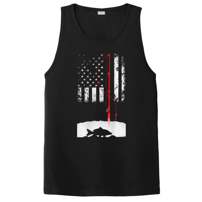 Fishing Pole American Flag Gift For Patriotic Fisherman PosiCharge Competitor Tank