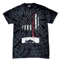 Fishing Pole American Flag Gift For Patriotic Fisherman Tie-Dye T-Shirt