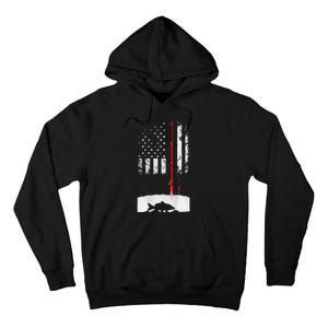 Fishing Pole American Flag Gift For Patriotic Fisherman Tall Hoodie