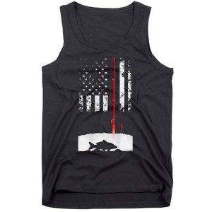 Fishing Pole American Flag Gift For Patriotic Fisherman Tank Top