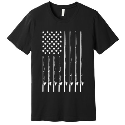 Fishing Pole American Flag Patriotic Outdoorsman Premium T-Shirt