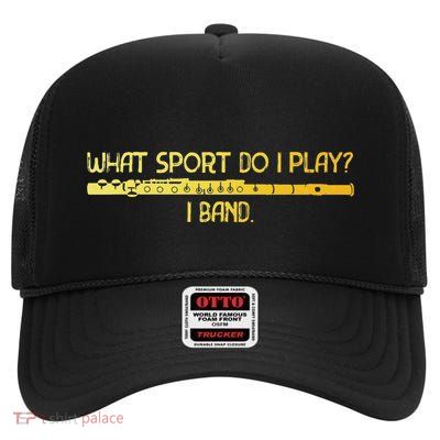 Flute Player Art For Women Music Lover Marching Band High Crown Mesh Back Trucker Hat