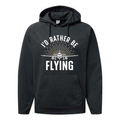 Funny Pilot Art For Aviation Pilot Flying Lover Performance Fleece Hoodie