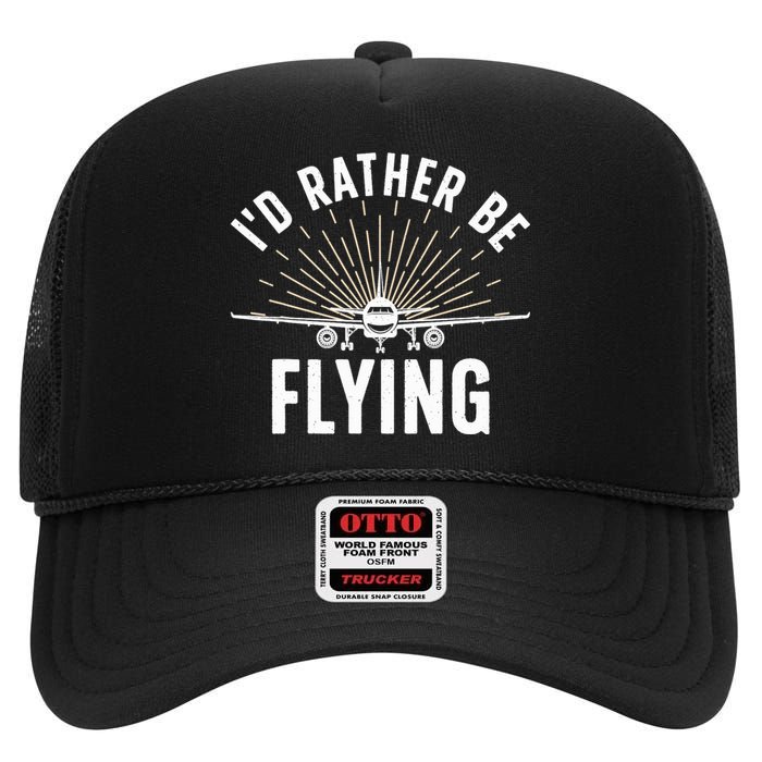 Funny Pilot Art For Aviation Pilot Flying Lover High Crown Mesh Back Trucker Hat