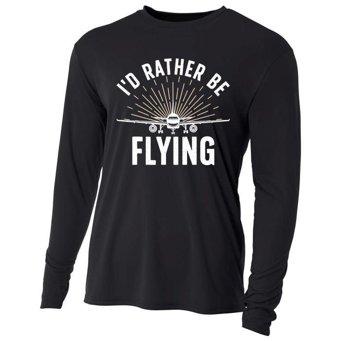 Funny Pilot Art For Aviation Pilot Flying Lover Cooling Performance Long Sleeve Crew