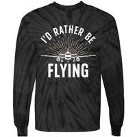 Funny Pilot Art For Aviation Pilot Flying Lover Tie-Dye Long Sleeve Shirt