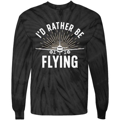 Funny Pilot Art For Aviation Pilot Flying Lover Tie-Dye Long Sleeve Shirt