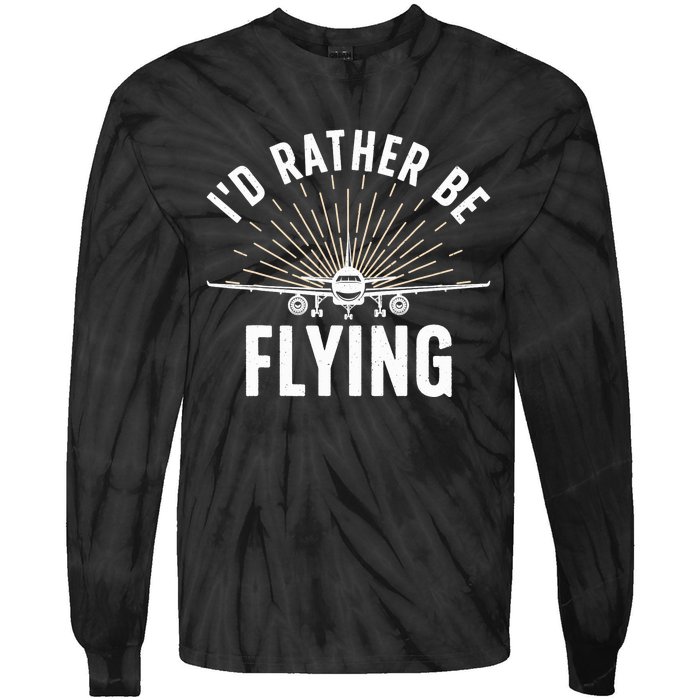 Funny Pilot Art For Aviation Pilot Flying Lover Tie-Dye Long Sleeve Shirt