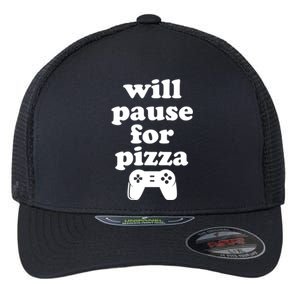 Funny Pizza And Video Games Cute Gift Flexfit Unipanel Trucker Cap