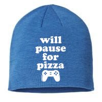 Funny Pizza And Video Games Cute Gift Sustainable Beanie