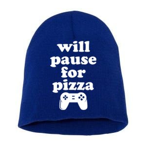 Funny Pizza And Video Games Cute Gift Short Acrylic Beanie