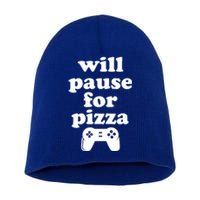 Funny Pizza And Video Games Cute Gift Short Acrylic Beanie