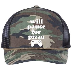 Funny Pizza And Video Games Cute Gift Retro Rope Trucker Hat Cap