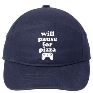 Funny Pizza And Video Games Cute Gift 7-Panel Snapback Hat