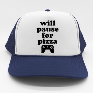 Funny Pizza And Video Games Cute Gift Trucker Hat