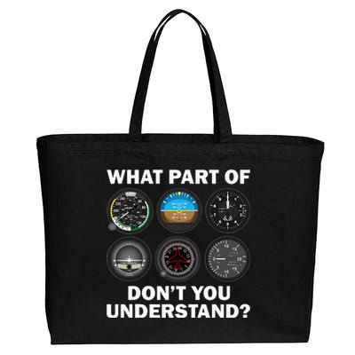 Funny Pilot Art Men Women Aviation Airline Pilot Instruments Cotton Canvas Jumbo Tote