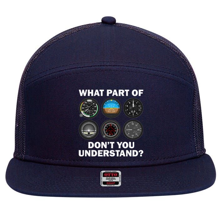 Funny Pilot Art Men Women Aviation Airline Pilot Instruments 7 Panel Mesh Trucker Snapback Hat