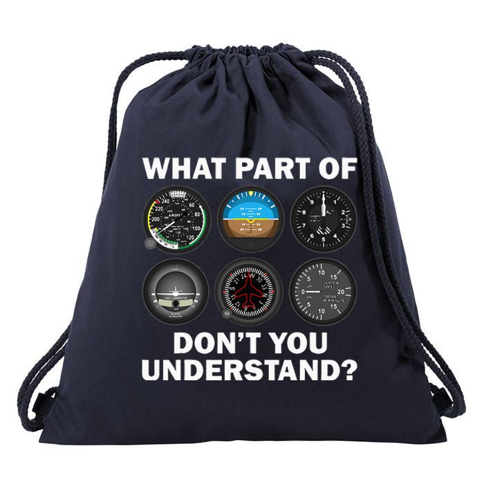 Funny Pilot Art Men Women Aviation Airline Pilot Instruments Drawstring Bag