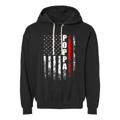 Firefighter Poppa American Flag Father's Day Garment-Dyed Fleece Hoodie