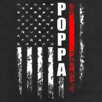 Firefighter Poppa American Flag Father's Day 7 Panel Mesh Trucker Snapback Hat