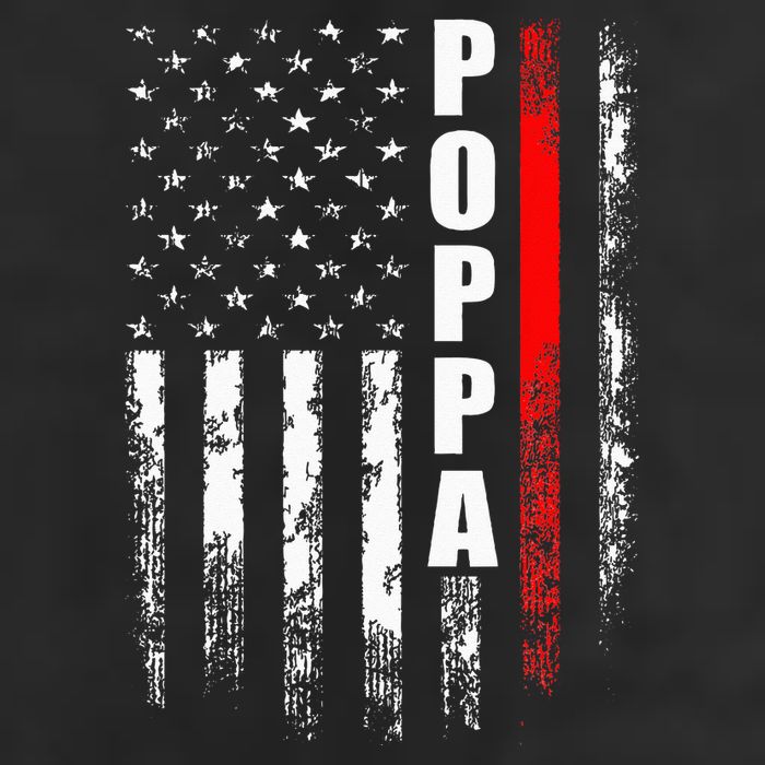 Firefighter Poppa American Flag Father's Day 7 Panel Mesh Trucker Snapback Hat