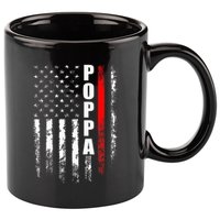 Firefighter Poppa American Flag Father's Day 11oz C Handle Ceramic Mug