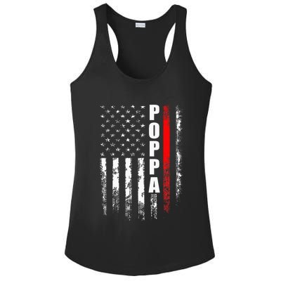 Firefighter Poppa American Flag Father's Day Ladies PosiCharge Competitor Racerback Tank
