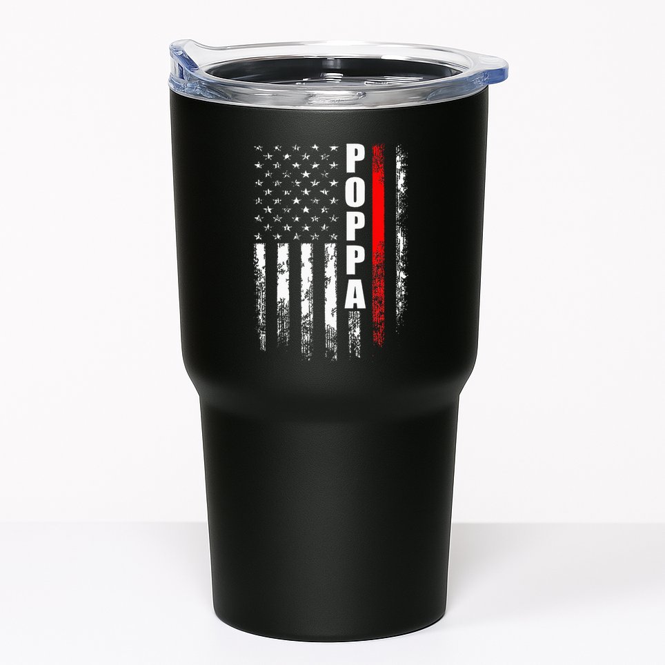 Firefighter Poppa American Flag Father's Day Tumbler
