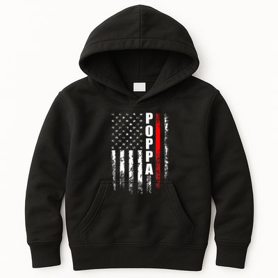 Firefighter Poppa American Flag Father's Day Kids Hoodie