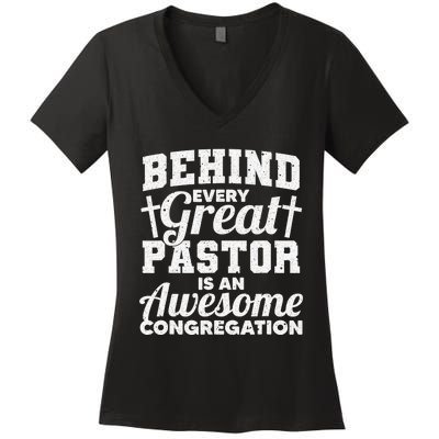 Funny Pastor Appreciation Gift For Cool Preacher Women's V-Neck T-Shirt